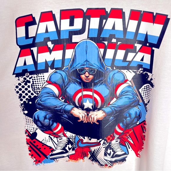 Captain America White Graphic T-Shirt NWT 3 XL - Picture 4 of 4